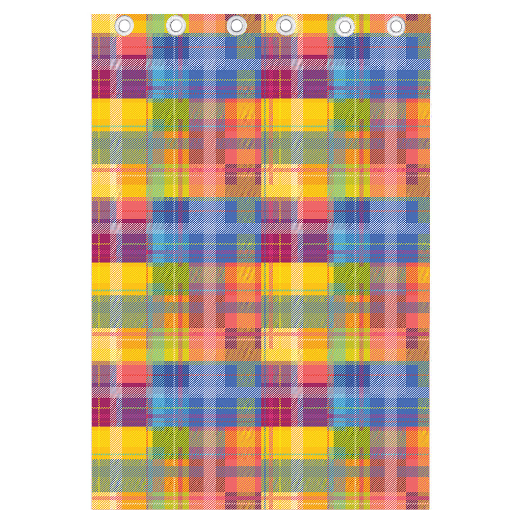 Rainbow Plaid Pattern Print Curtain