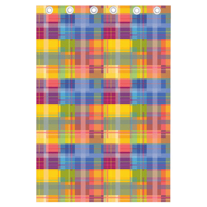 Rainbow Plaid Pattern Print Curtain