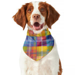 Rainbow Plaid Pattern Print Dog Bandana