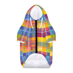 Rainbow Plaid Pattern Print Dog Zip Up Hoodie