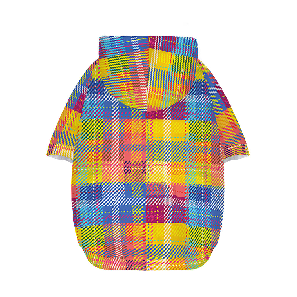 Rainbow Plaid Pattern Print Dog Zip Up Hoodie