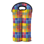 Rainbow Plaid Pattern Print Double Neoprene Wine Tote