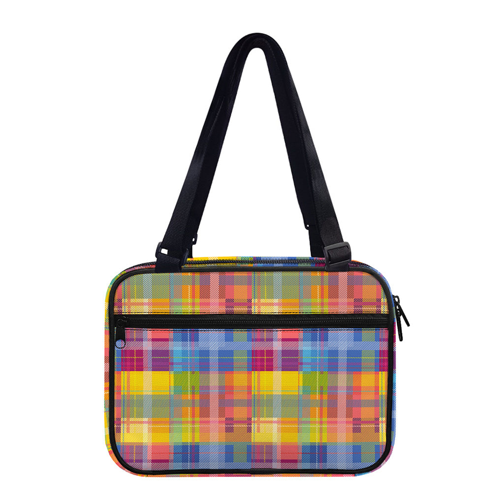 Rainbow Plaid Pattern Print Double Strap Bible Bag