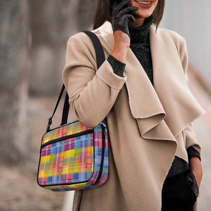 Rainbow Plaid Pattern Print Double Strap Bible Bag
