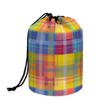 Rainbow Plaid Pattern Print Drawstring Makeup Bag