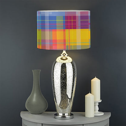 Rainbow Plaid Pattern Print Drum Lamp Shade