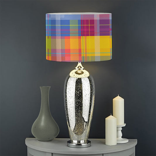 Rainbow Plaid Pattern Print Drum Lamp Shade