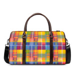 Rainbow Plaid Pattern Print Duffle Bag