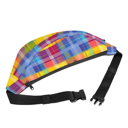 Rainbow Plaid Pattern Print Fanny Pack