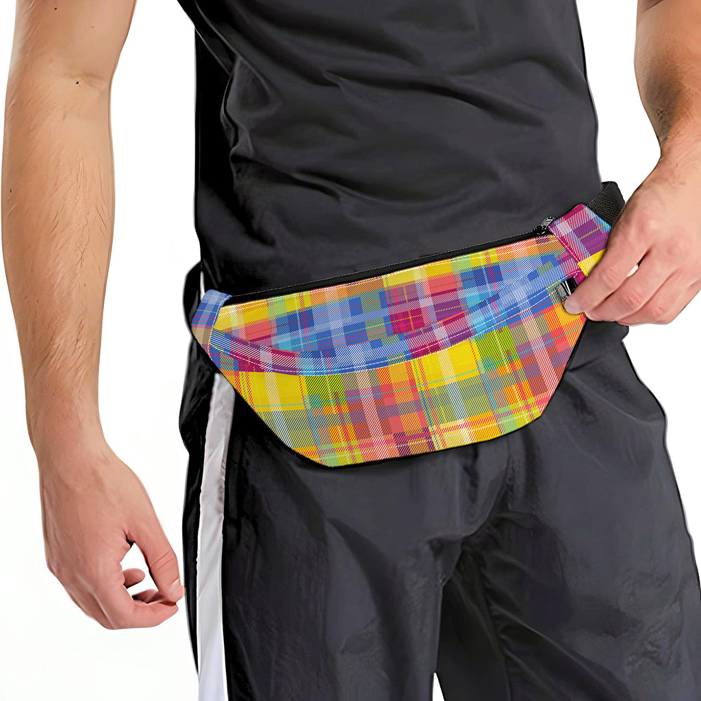 Rainbow Plaid Pattern Print Fanny Pack