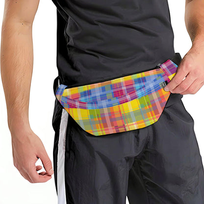 Rainbow Plaid Pattern Print Fanny Pack