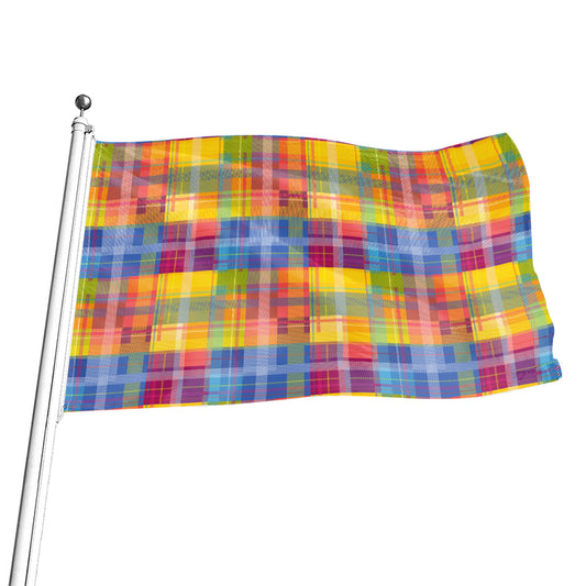 Rainbow Plaid Pattern Print Flag