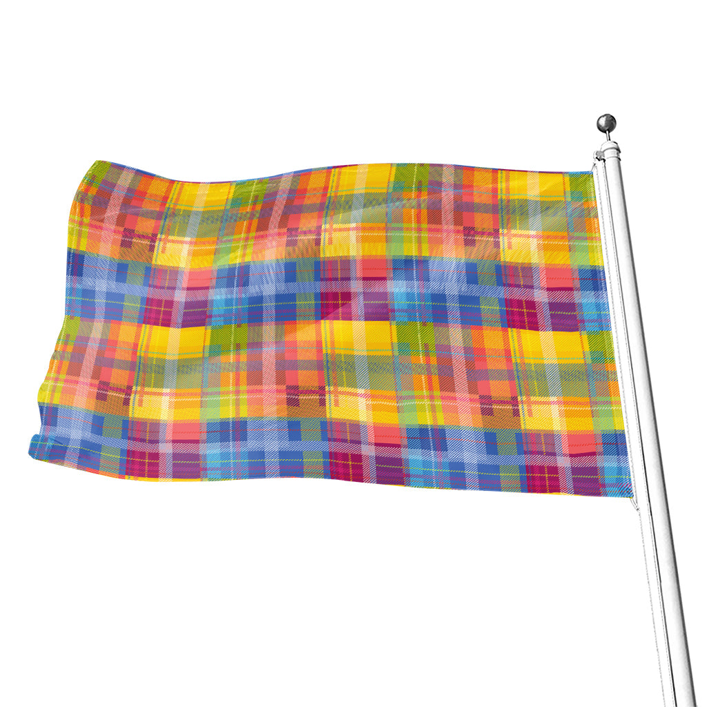 Rainbow Plaid Pattern Print Flag