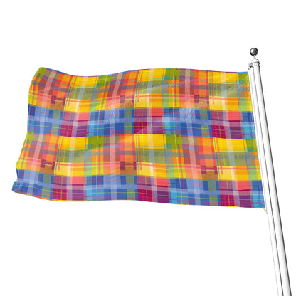 Rainbow Plaid Pattern Print Flag