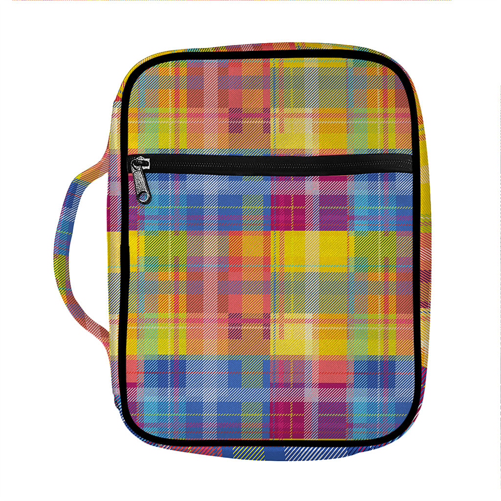 Rainbow Plaid Pattern Print Front Pocket Bible Bag