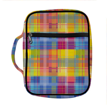 Rainbow Plaid Pattern Print Front Pocket Bible Bag