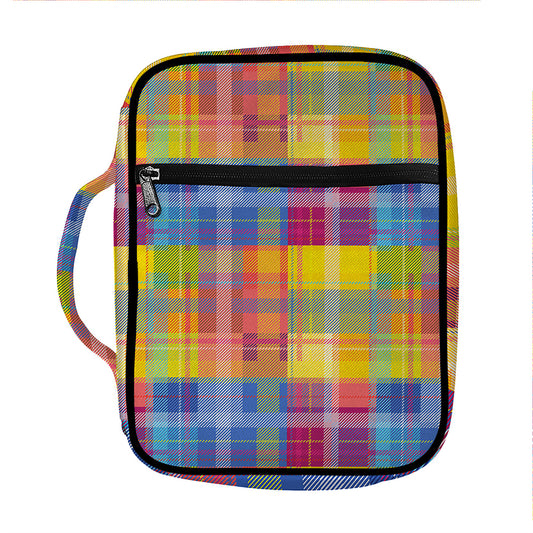 Rainbow Plaid Pattern Print Front Pocket Bible Bag