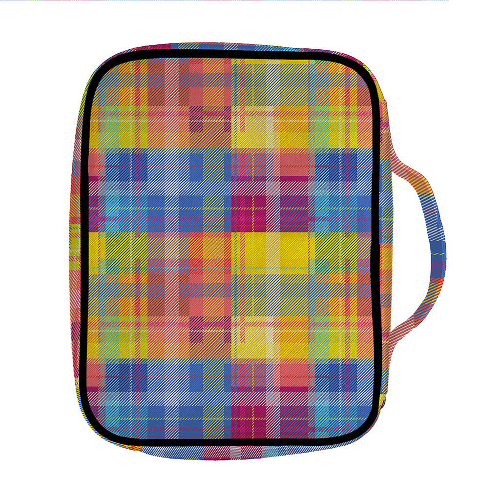 Rainbow Plaid Pattern Print Front Pocket Bible Bag