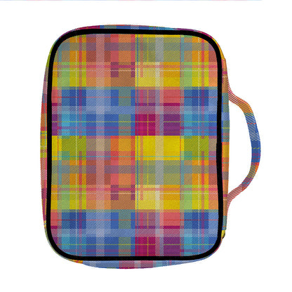 Rainbow Plaid Pattern Print Front Pocket Bible Bag