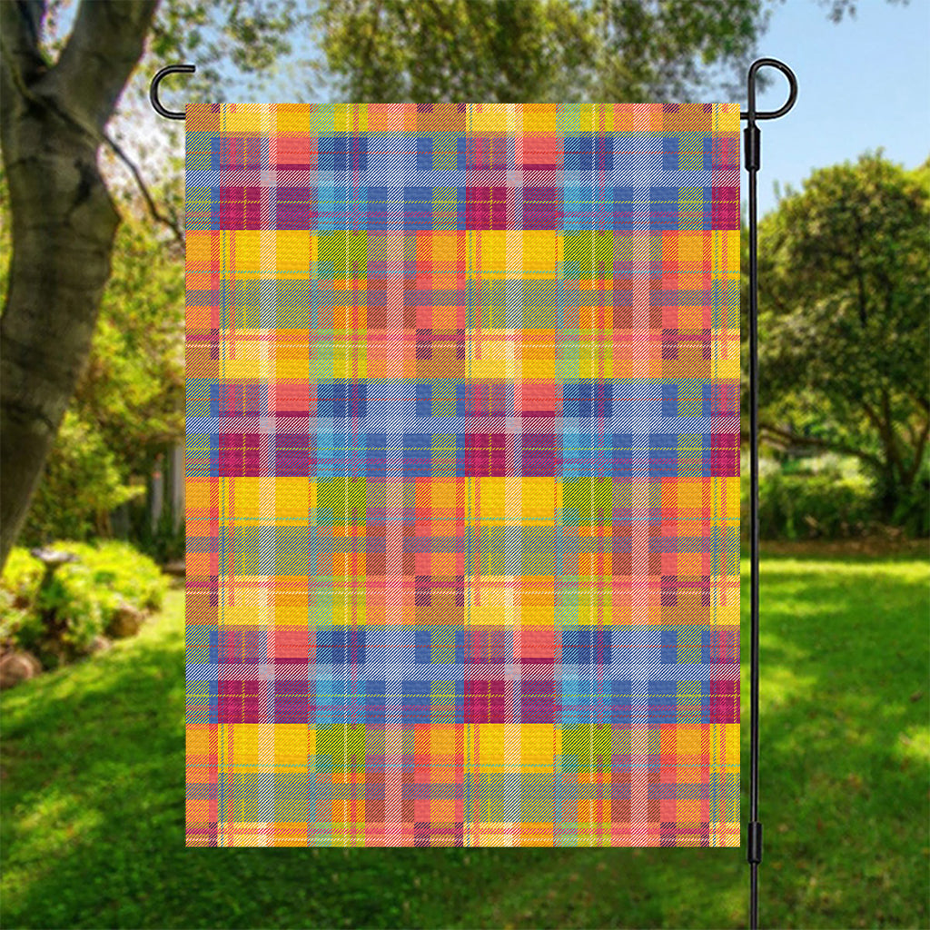 Rainbow Plaid Pattern Print Garden Flag