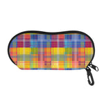 Rainbow Plaid Pattern Print Glasses Case
