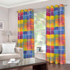 Rainbow Plaid Pattern Print Grommet Curtains