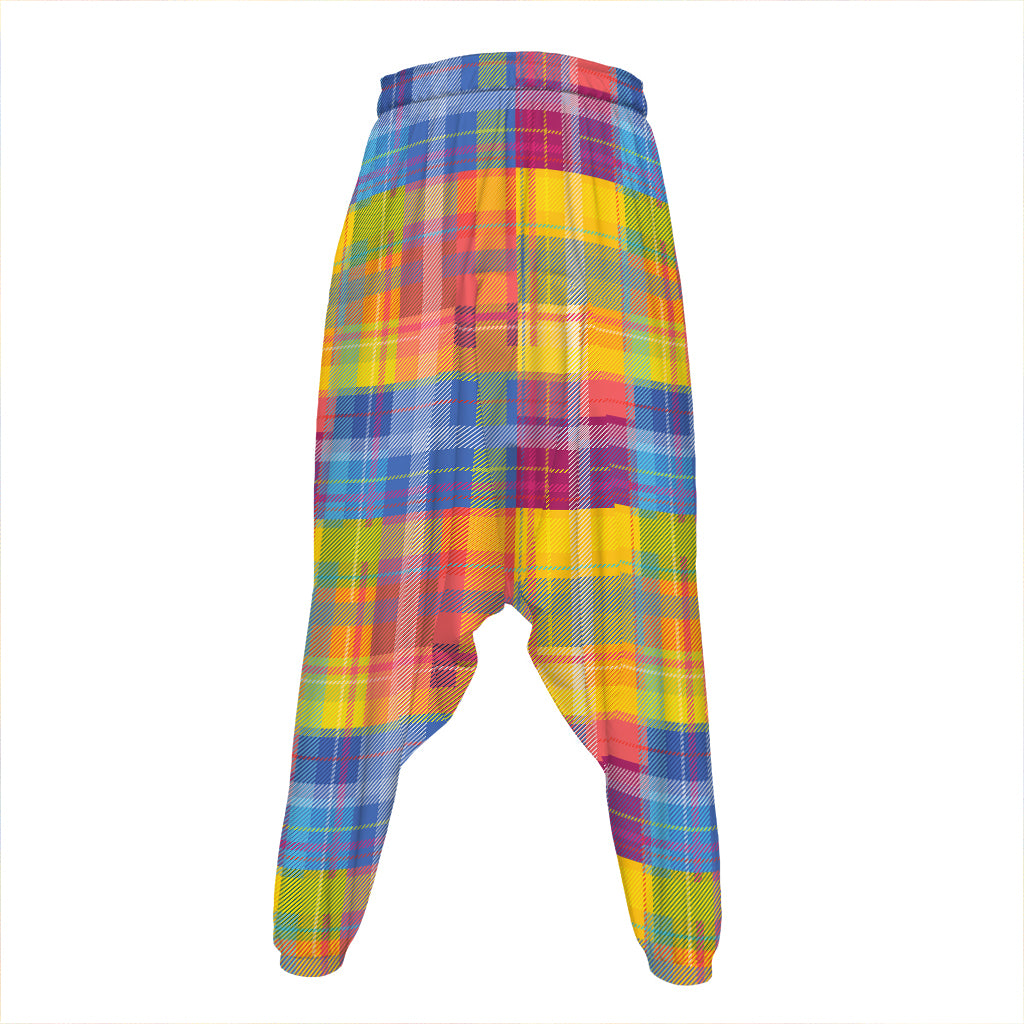 Rainbow Plaid Pattern Print Hammer Pants