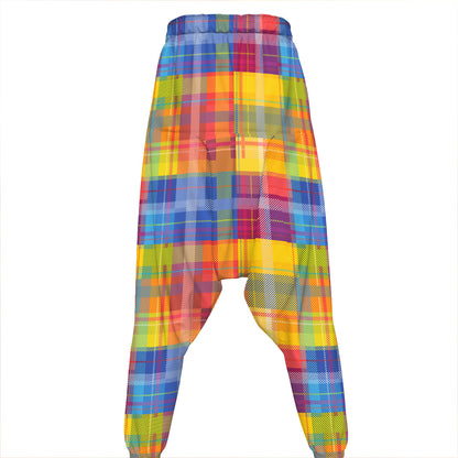 Rainbow Plaid Pattern Print Hammer Pants