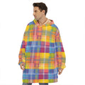Rainbow Plaid Pattern Print Hoodie Blanket