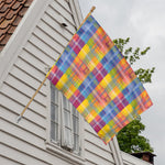 Rainbow Plaid Pattern Print House Flag