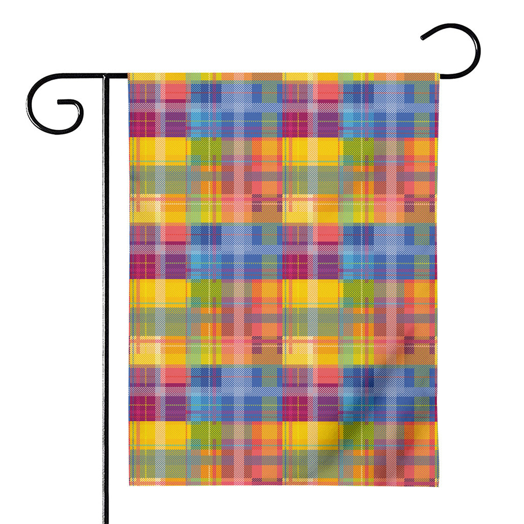 Rainbow Plaid Pattern Print House Flag