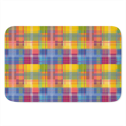 Rainbow Plaid Pattern Print Indoor Door Mat