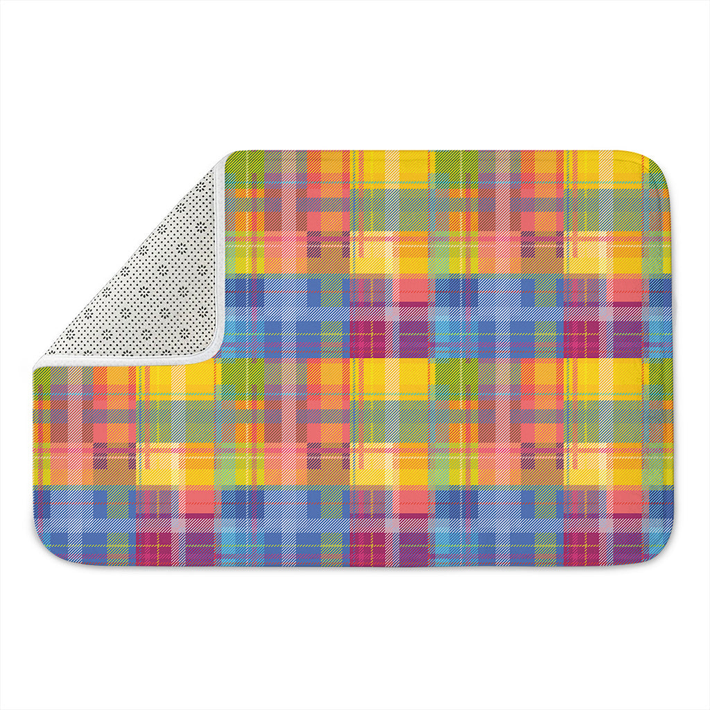 Rainbow Plaid Pattern Print Indoor Door Mat