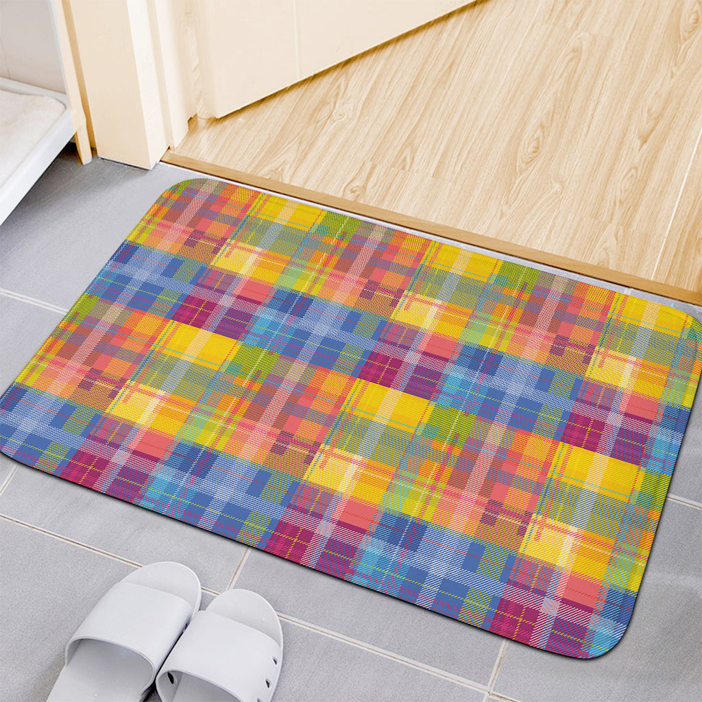 Rainbow Plaid Pattern Print Indoor Door Mat