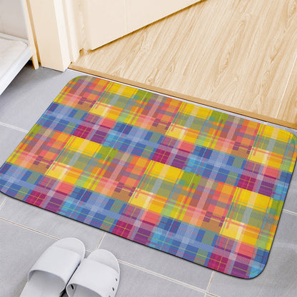 Rainbow Plaid Pattern Print Indoor Door Mat