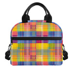 Rainbow Plaid Pattern Print Insulated Lunch Bag
