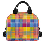 Rainbow Plaid Pattern Print Insulated Lunch Bag