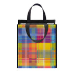 Rainbow Plaid Pattern Print Insulated Lunch Tote