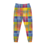 Rainbow Plaid Pattern Print Jogger Pants