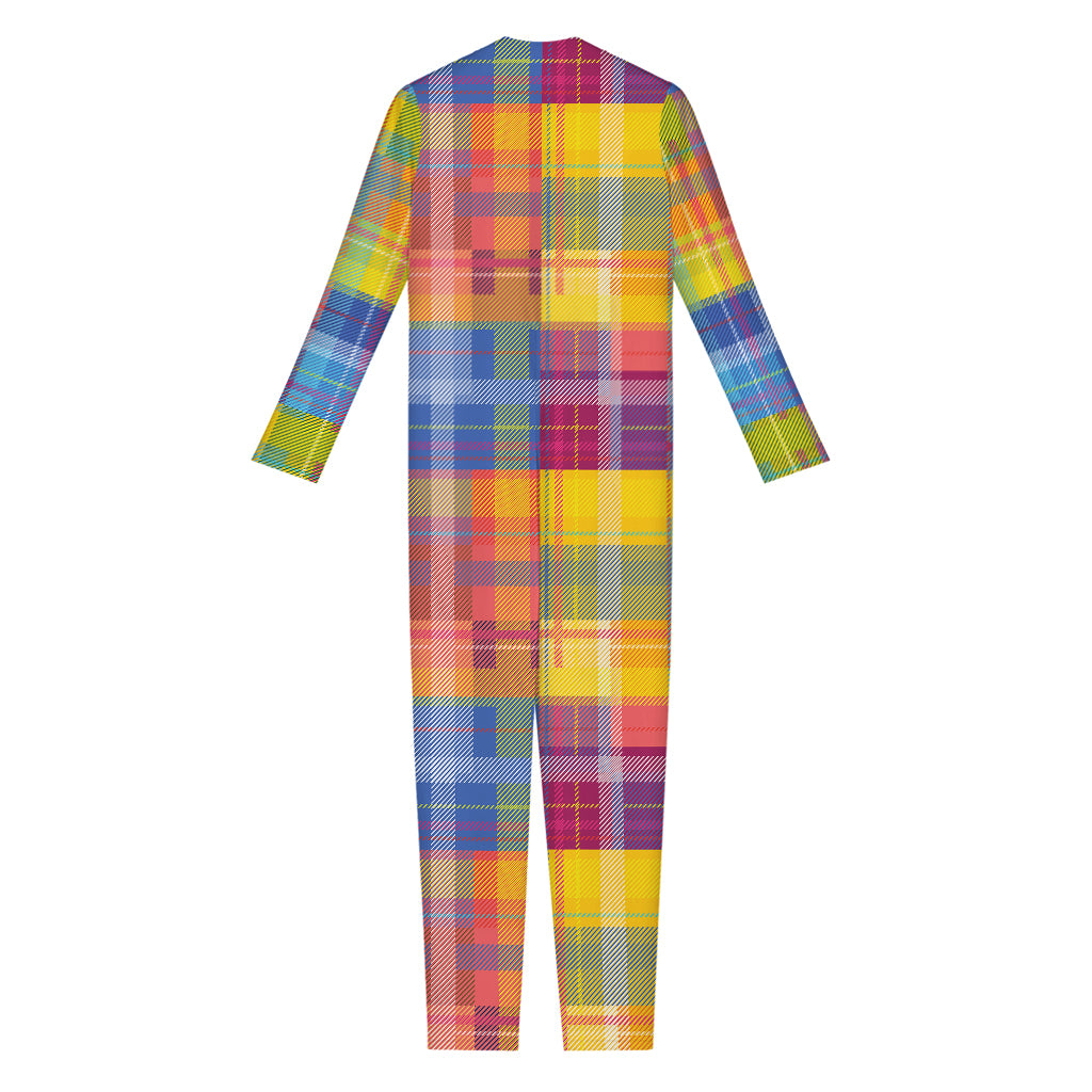 Rainbow Plaid Pattern Print Jumpsuit