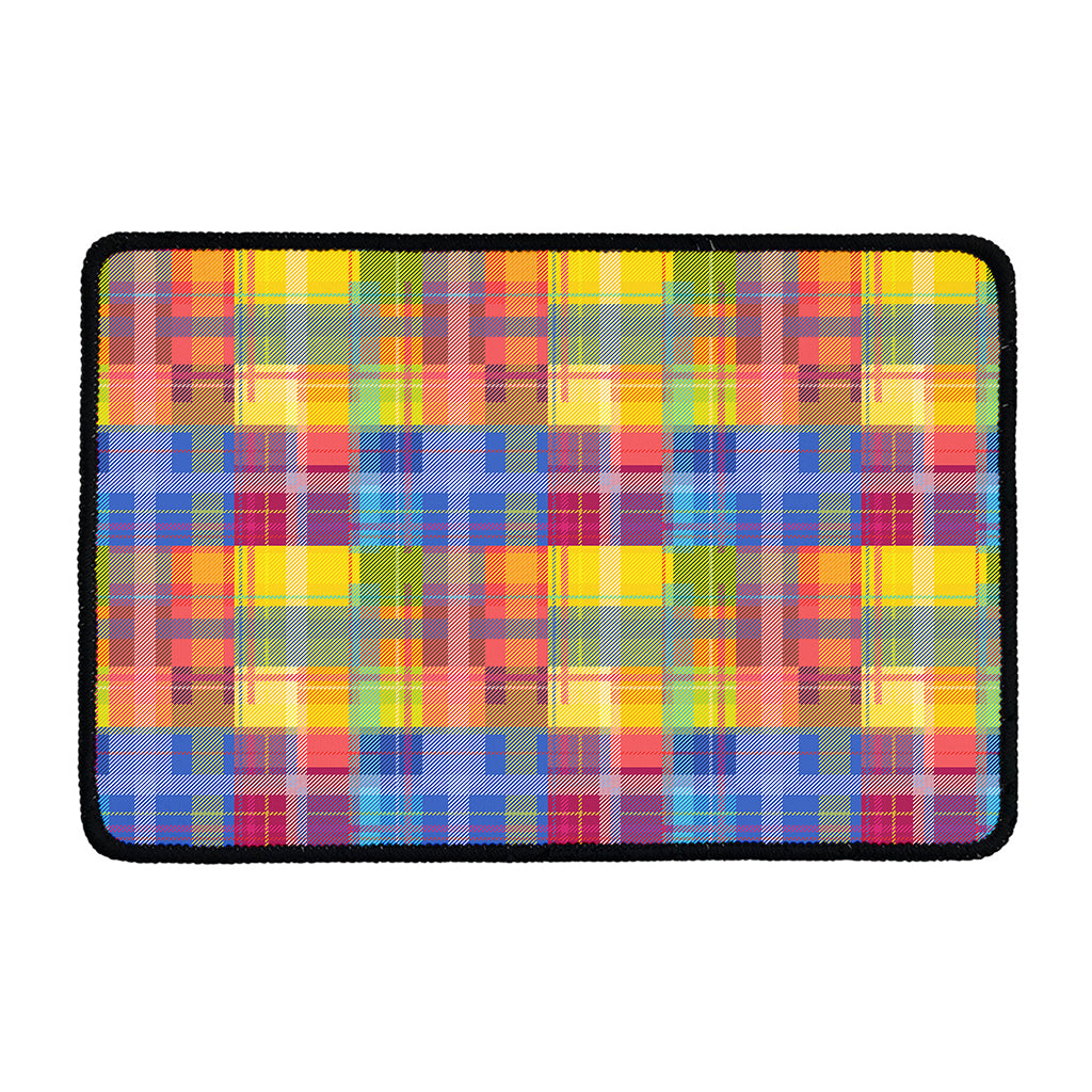 Rainbow Plaid Pattern Print Kitchen Mat