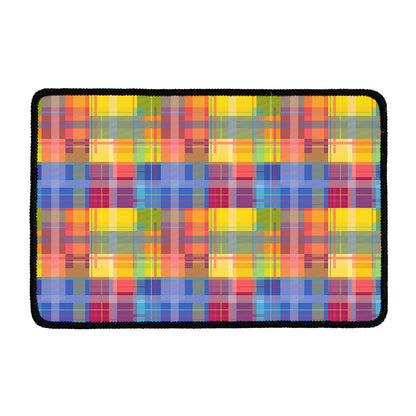 Rainbow Plaid Pattern Print Kitchen Mat
