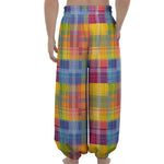 Rainbow Plaid Pattern Print Lantern Pants