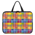 Rainbow Plaid Pattern Print Laptop Sleeve With Handle