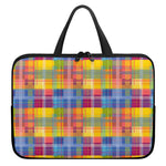 Rainbow Plaid Pattern Print Laptop Sleeve With Handle