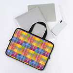 Rainbow Plaid Pattern Print Laptop Sleeve With Handle