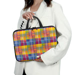 Rainbow Plaid Pattern Print Laptop Sleeve With Handle