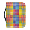 Rainbow Plaid Pattern Print Leather Bible Cover