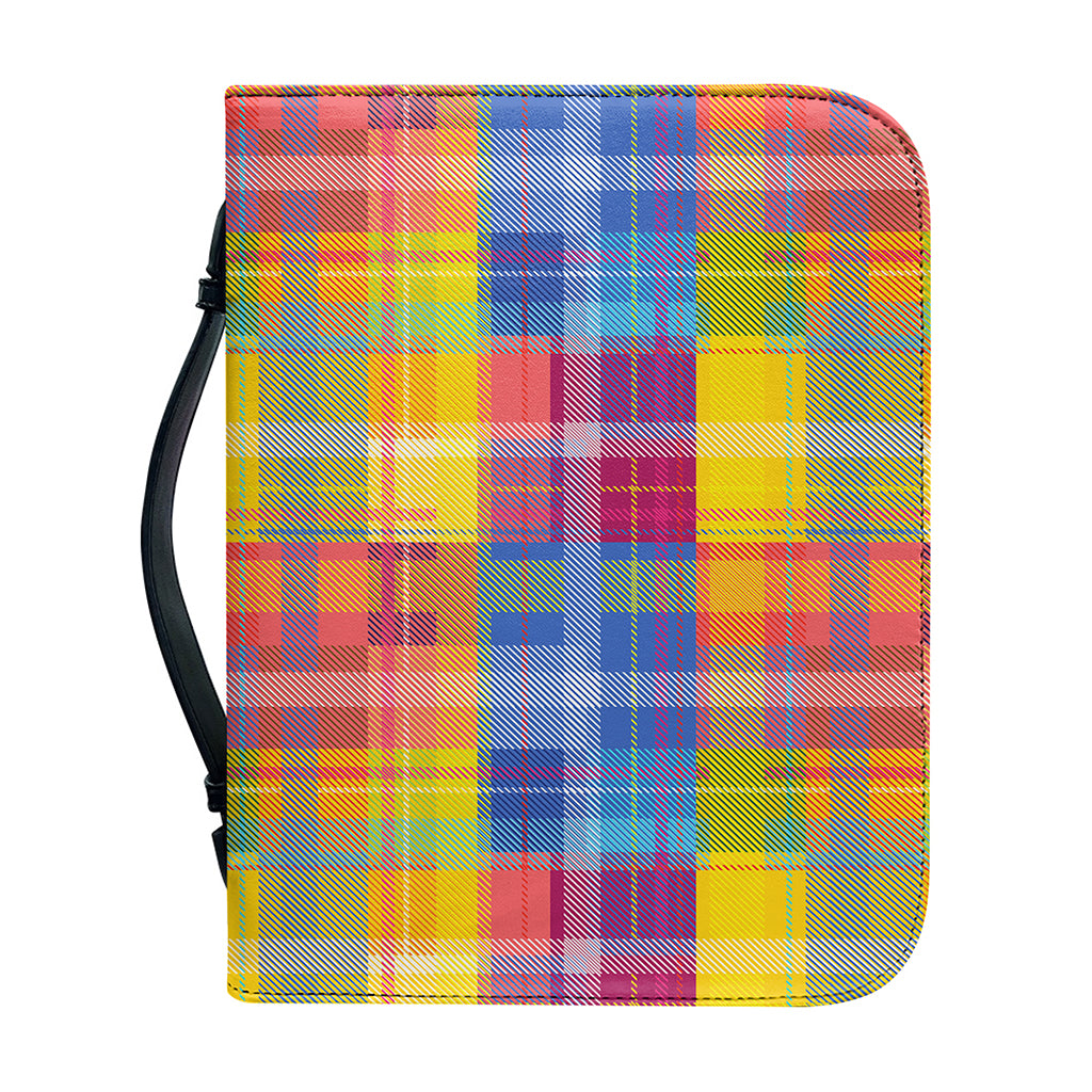 Rainbow Plaid Pattern Print Leather Bible Cover