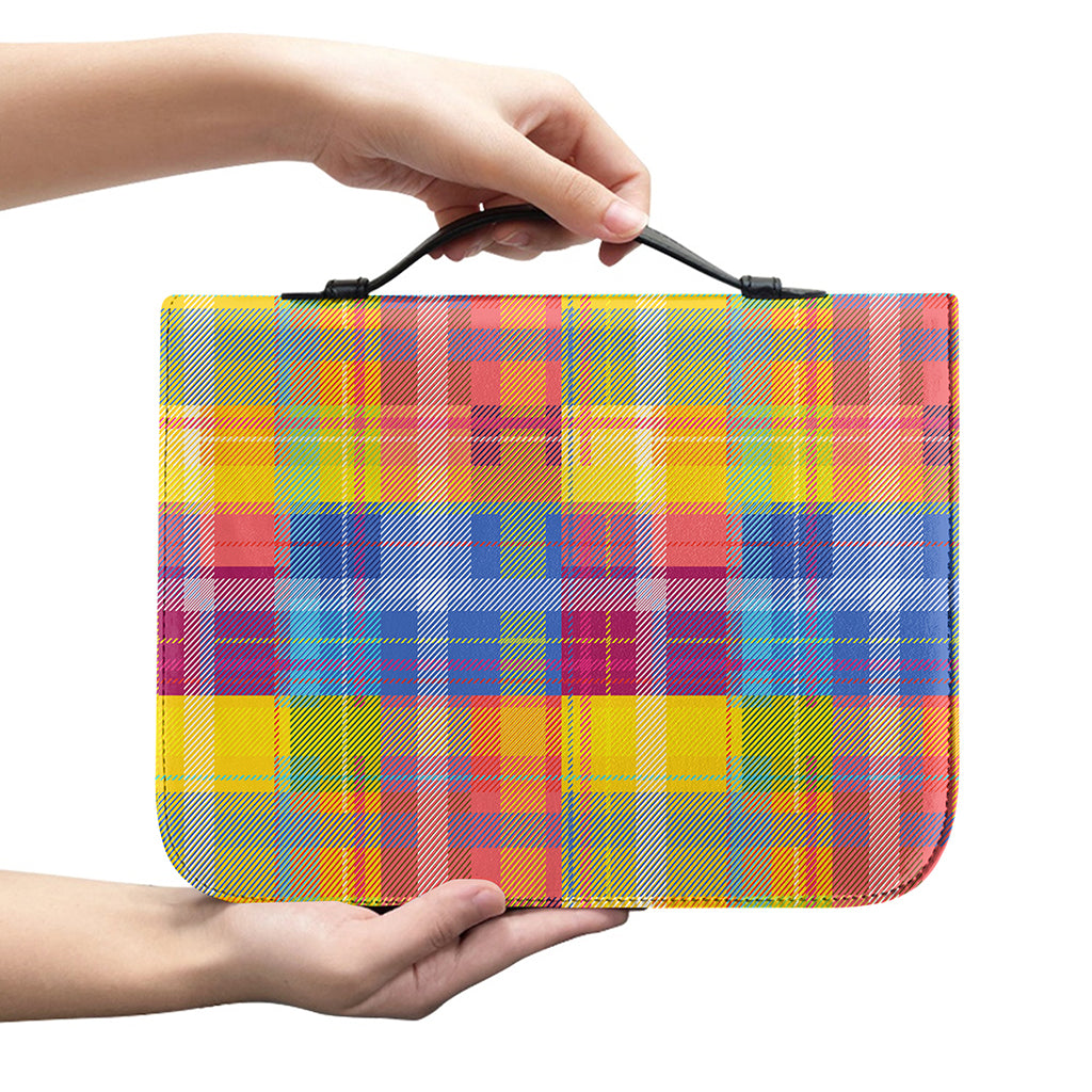 Rainbow Plaid Pattern Print Leather Bible Cover